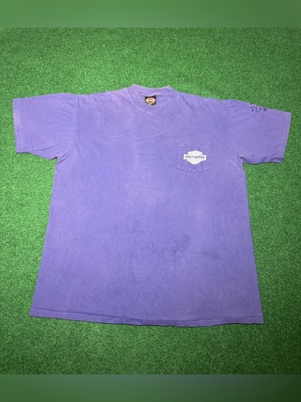 Harley Davidson Vintage T Shirt XL 90s Purple Erie Pa Biker Pocket Motorcycle